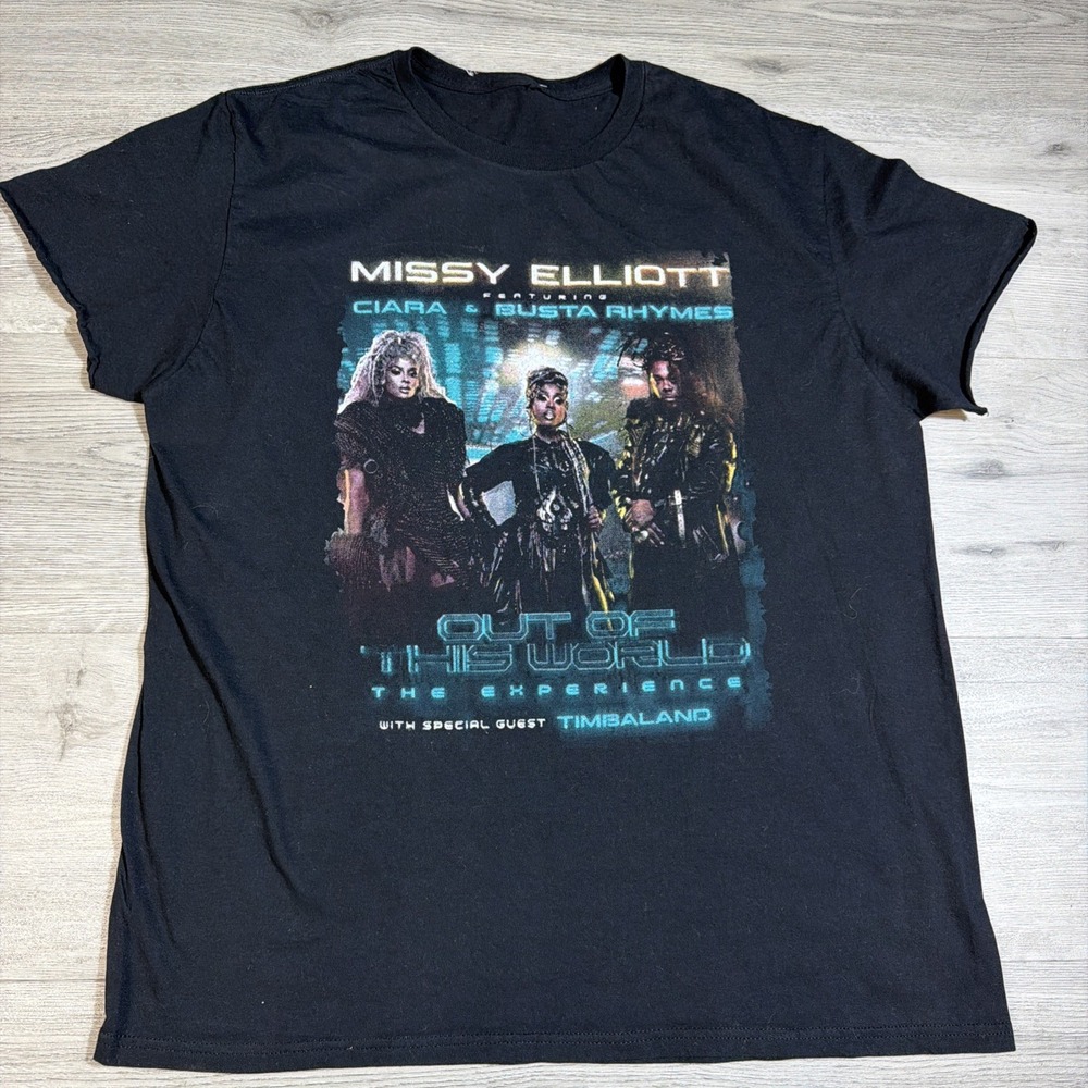 Missy Elliott Out of This World‎ Tour 2024 T Shirt XL Black Ciara Timbaland